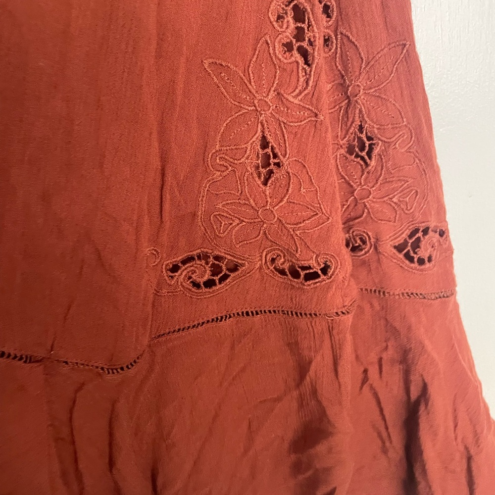 Free people Rust Embroidered Spaghetti Strap Dress - Picture 4 of 6